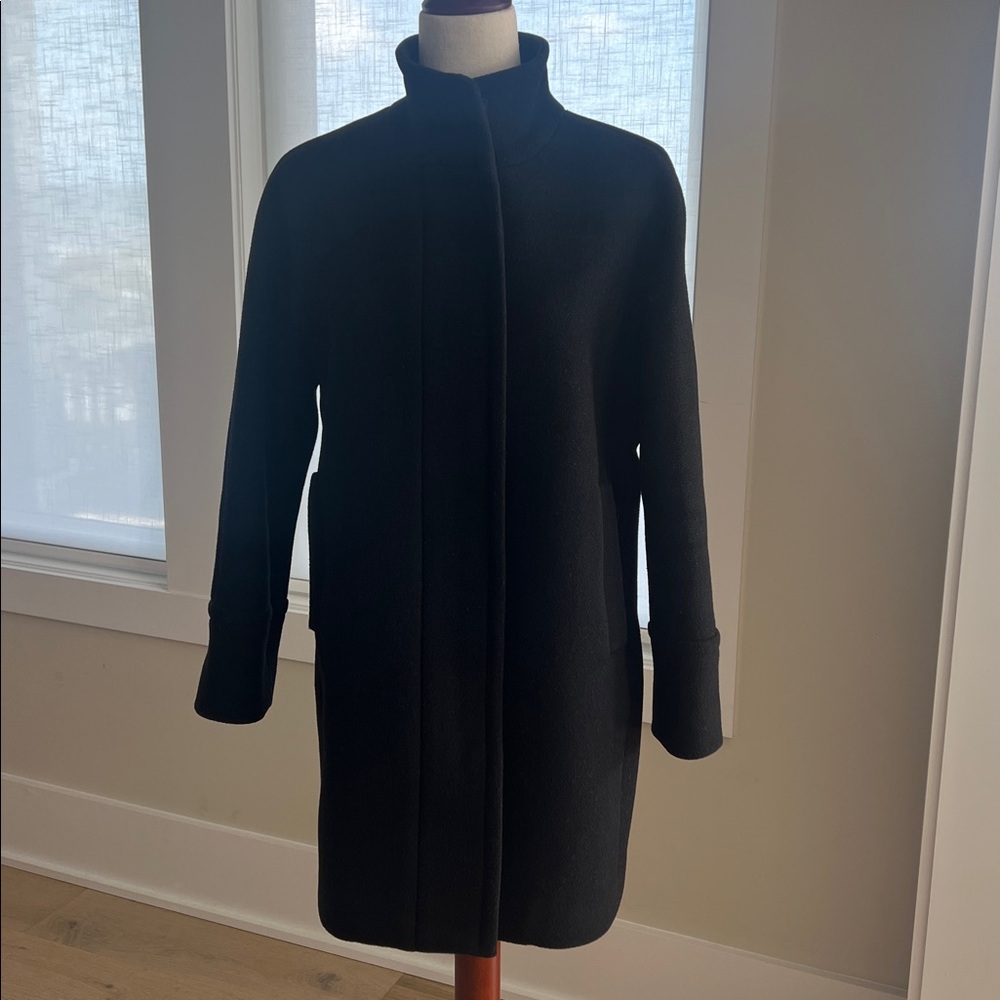 J Crew Stadium Cloth by Nello Gori Wool Coat 6P Black Quiet Luxury Classic - Picture 3 of 12